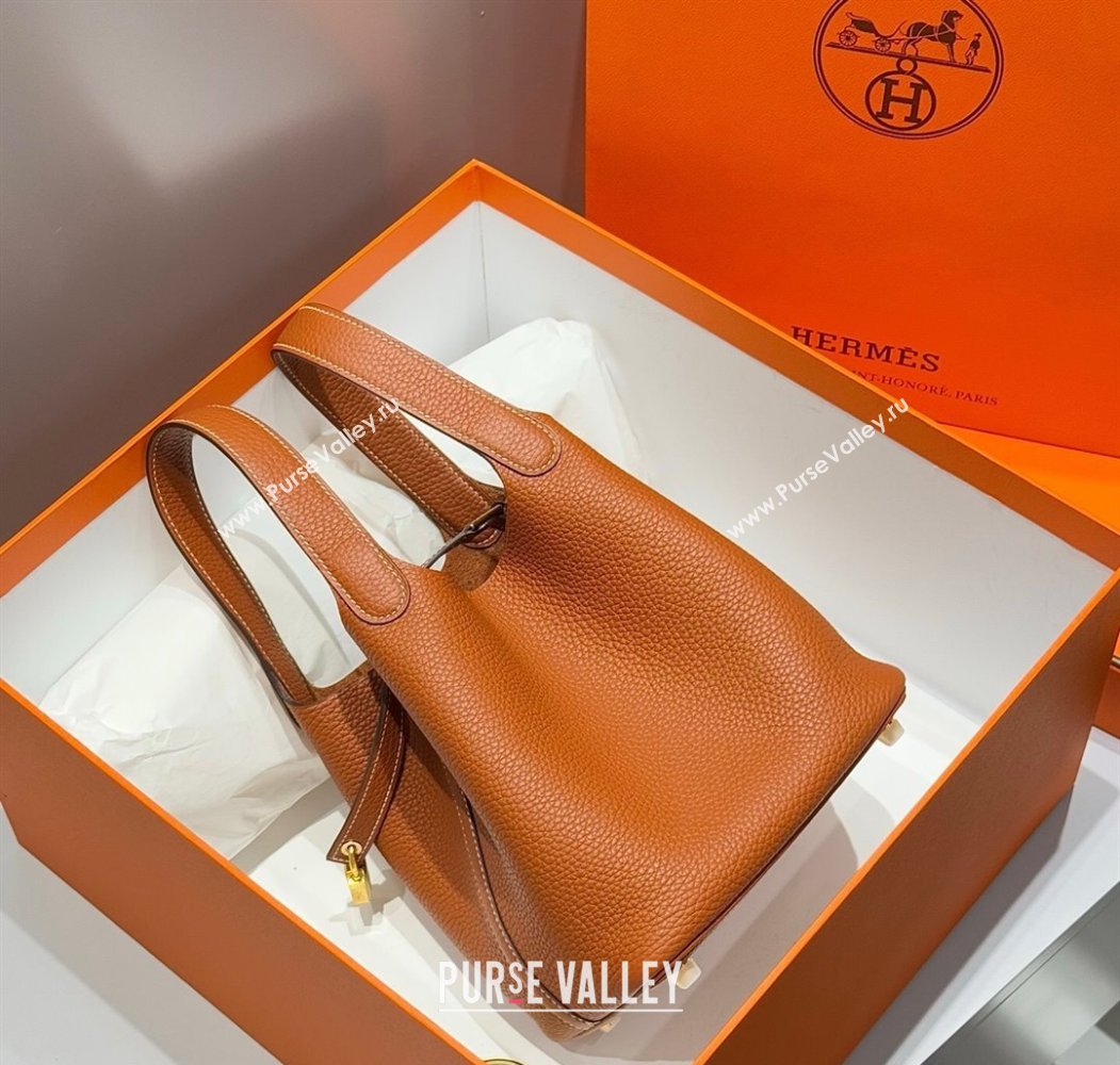 Hermes Picotin Lock Mini Bag 18cm in Togo Calfskin Leather Golden Brown 2025 (FL-250809005)