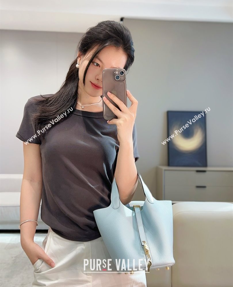 Hermes Picotin Lock Mini Bag 18cm in Togo Calfskin Leather Grail Blue 2025 (FL-250809006)