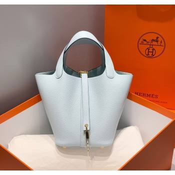 Hermes Picotin Lock Mini Bag 18cm in Togo Calfskin Leather Grail Blue 2025 (FL-250809006)