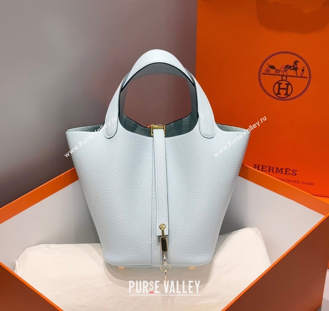 Hermes Picotin Lock Mini Bag 18cm in Togo Calfskin Leather Grail Blue 2025 (FL-250809006)