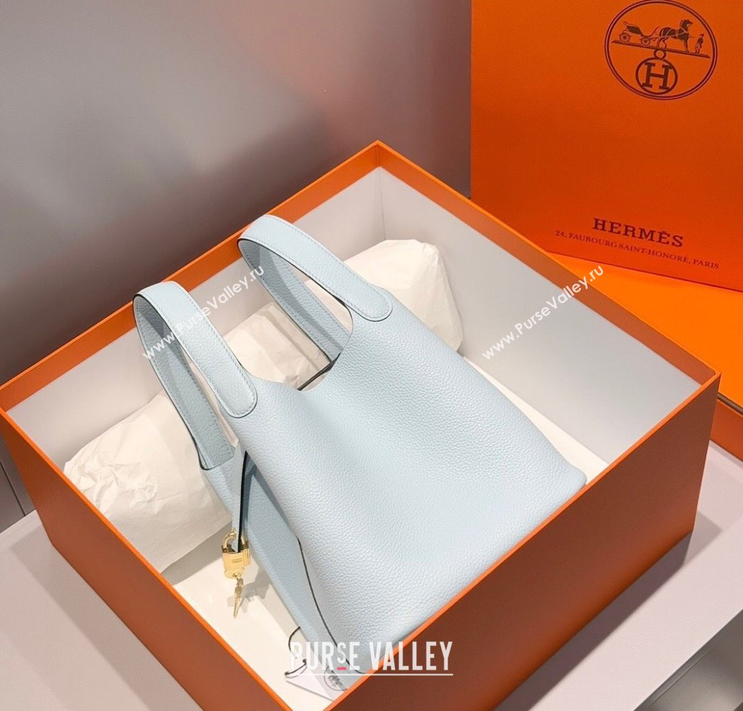 Hermes Picotin Lock Mini Bag 18cm in Togo Calfskin Leather Grail Blue 2025 (FL-250809006)