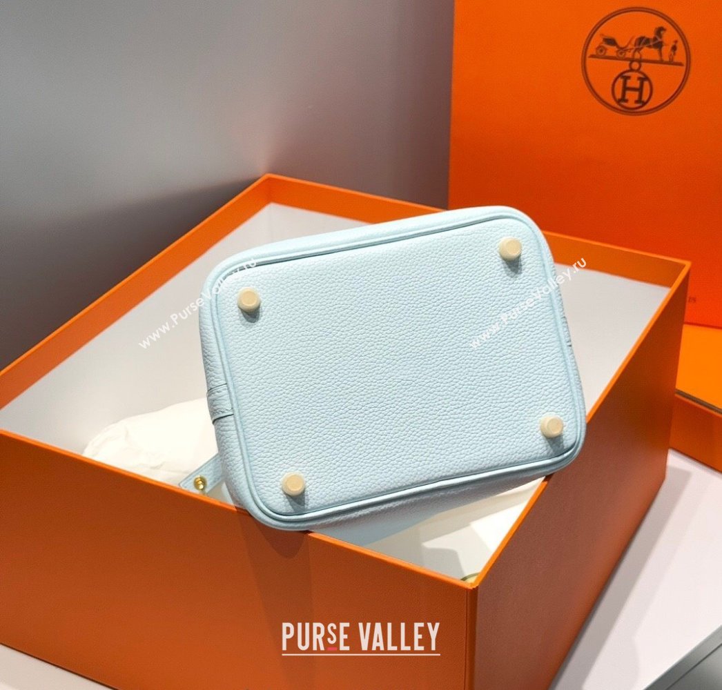 Hermes Picotin Lock Mini Bag 18cm in Togo Calfskin Leather Grail Blue 2025 (FL-250809006)