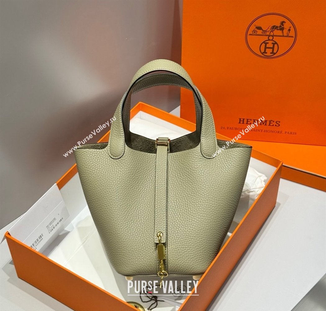 Hermes Picotin Lock Mini Bag 18cm in Togo Calfskin Leather Sage Green 2025 (FL-250809007)