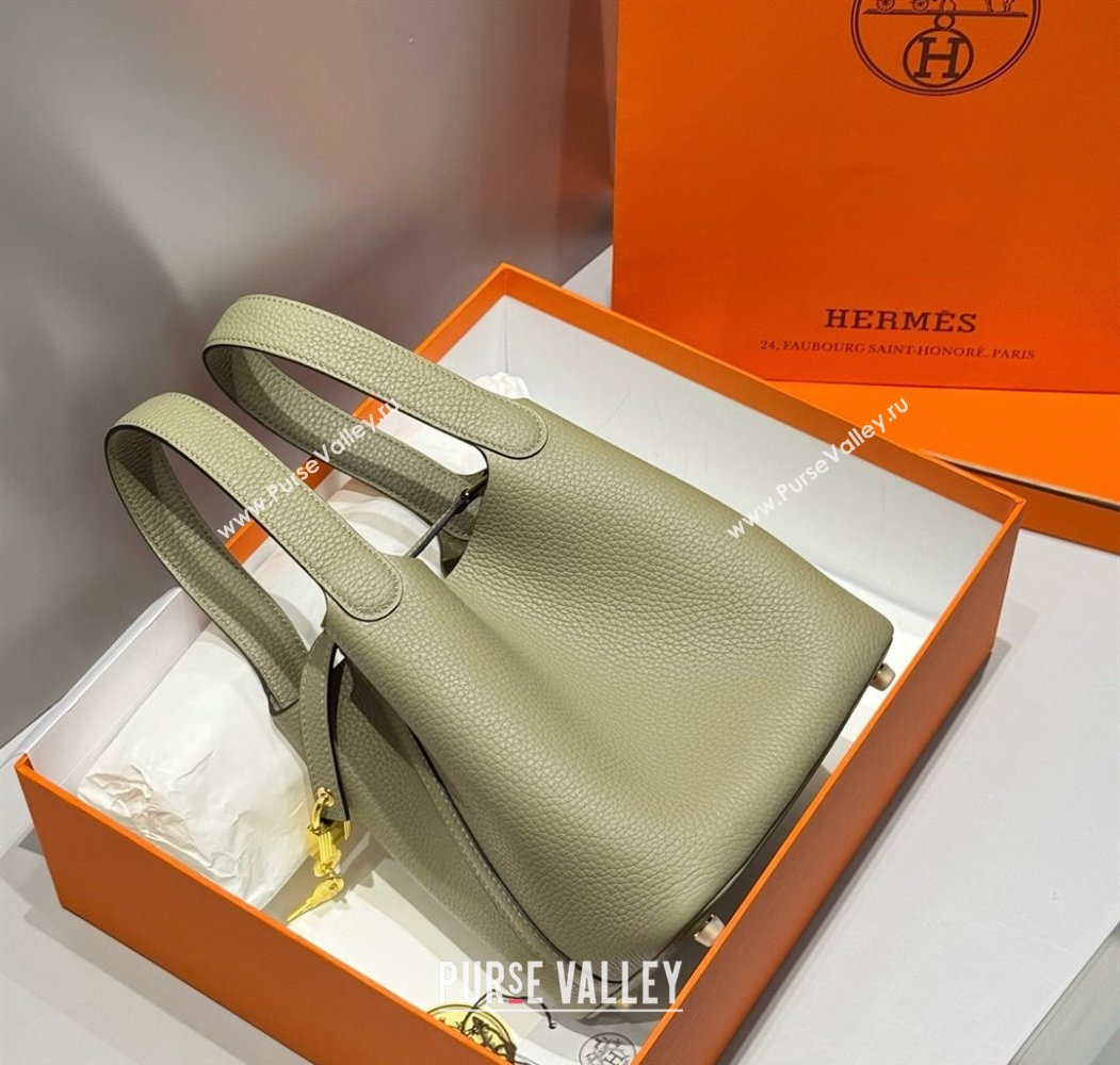 Hermes Picotin Lock Mini Bag 18cm in Togo Calfskin Leather Sage Green 2025 (FL-250809007)