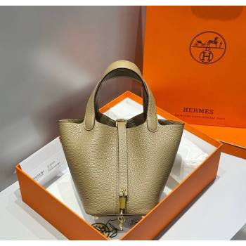 Hermes Picotin Lock Mini Bag 18cm in Togo Calfskin Leather Alpha Beige 2025 (FL-250809008)