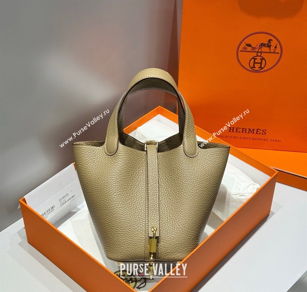 Hermes Picotin Lock Mini Bag 18cm in Togo Calfskin Leather Alpha Beige 2025 (FL-250809008)