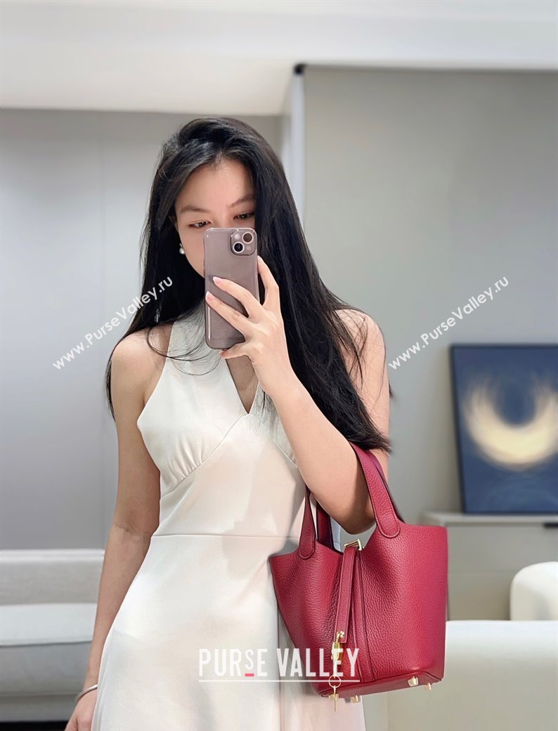 Hermes Picotin Lock Mini Bag 18cm in Togo Calfskin Leather Stone Red 2025 (FL-250809009)