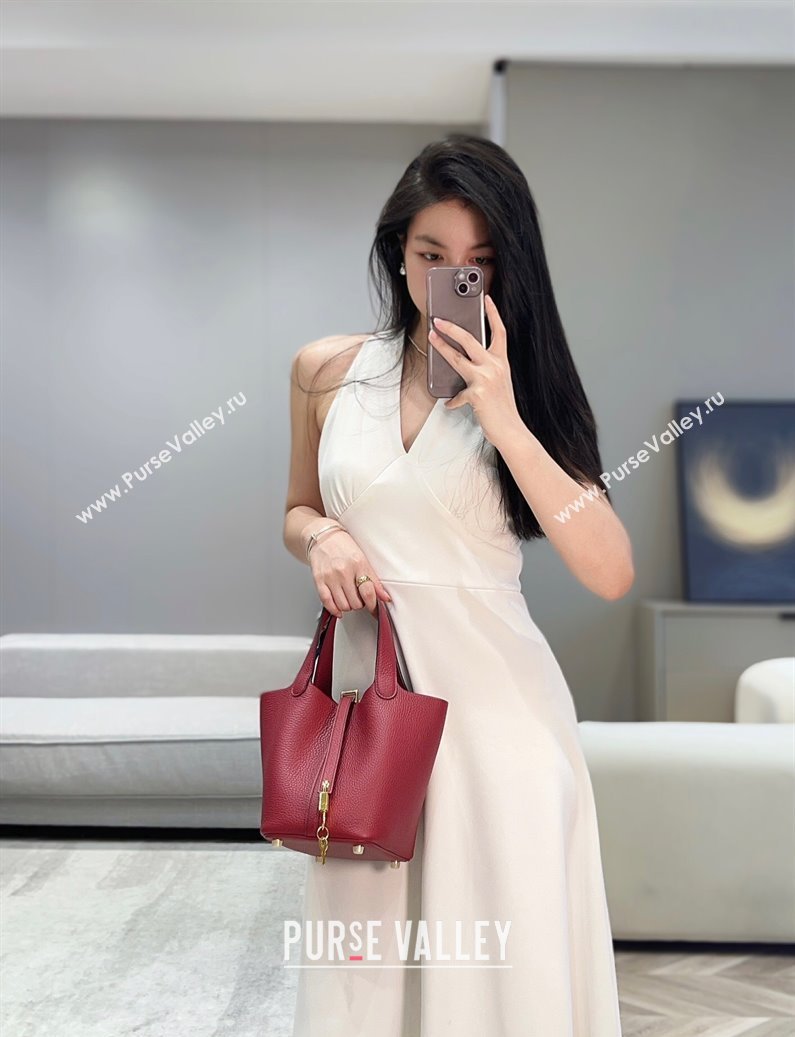 Hermes Picotin Lock Mini Bag 18cm in Togo Calfskin Leather Stone Red 2025 (FL-250809009)