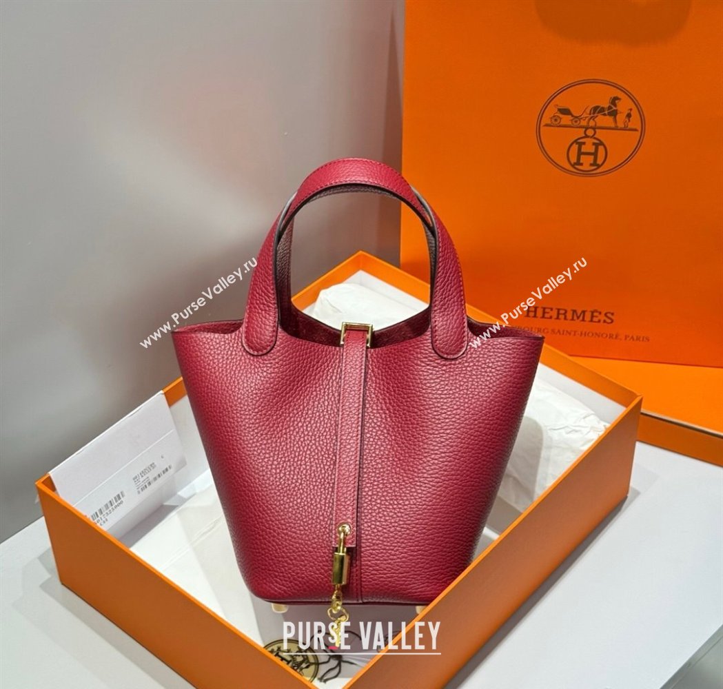 Hermes Picotin Lock Mini Bag 18cm in Togo Calfskin Leather Stone Red 2025 (FL-250809009)