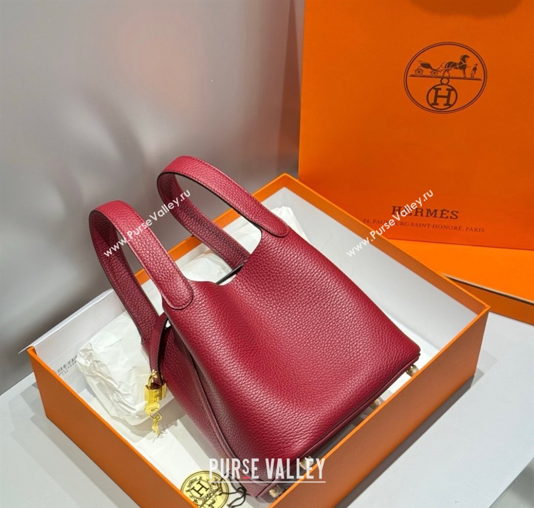 Hermes Picotin Lock Mini Bag 18cm in Togo Calfskin Leather Stone Red 2025 (FL-250809009)