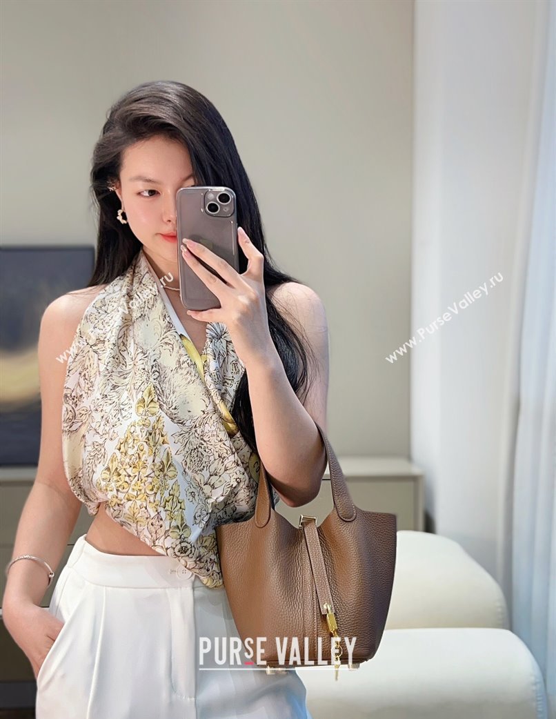 Hermes Picotin Lock Mini Bag 18cm in Togo Calfskin Leather Chestnut Brown 2025 (FL-250809010)