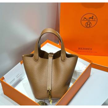 Hermes Picotin Lock Mini Bag 18cm in Togo Calfskin Leather Chestnut Brown 2025 (FL-250809010)
