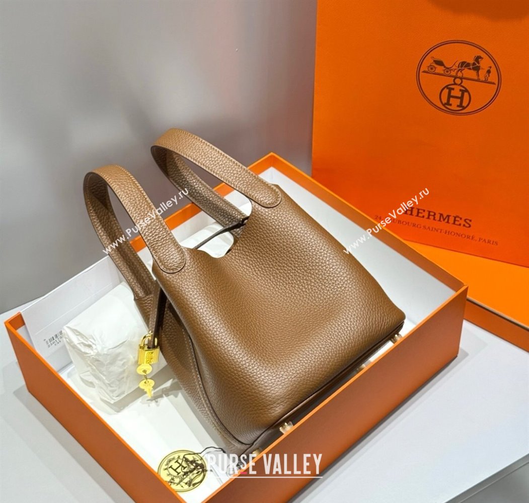 Hermes Picotin Lock Mini Bag 18cm in Togo Calfskin Leather Chestnut Brown 2025 (FL-250809010)