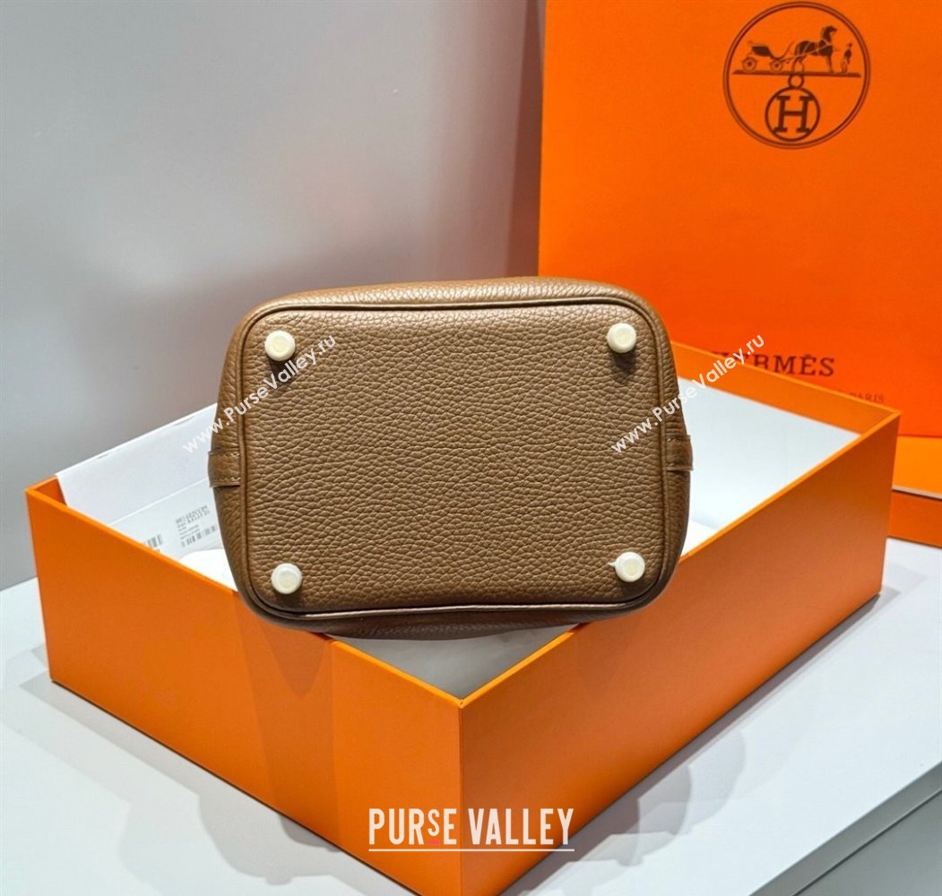 Hermes Picotin Lock Mini Bag 18cm in Togo Calfskin Leather Chestnut Brown 2025 (FL-250809010)