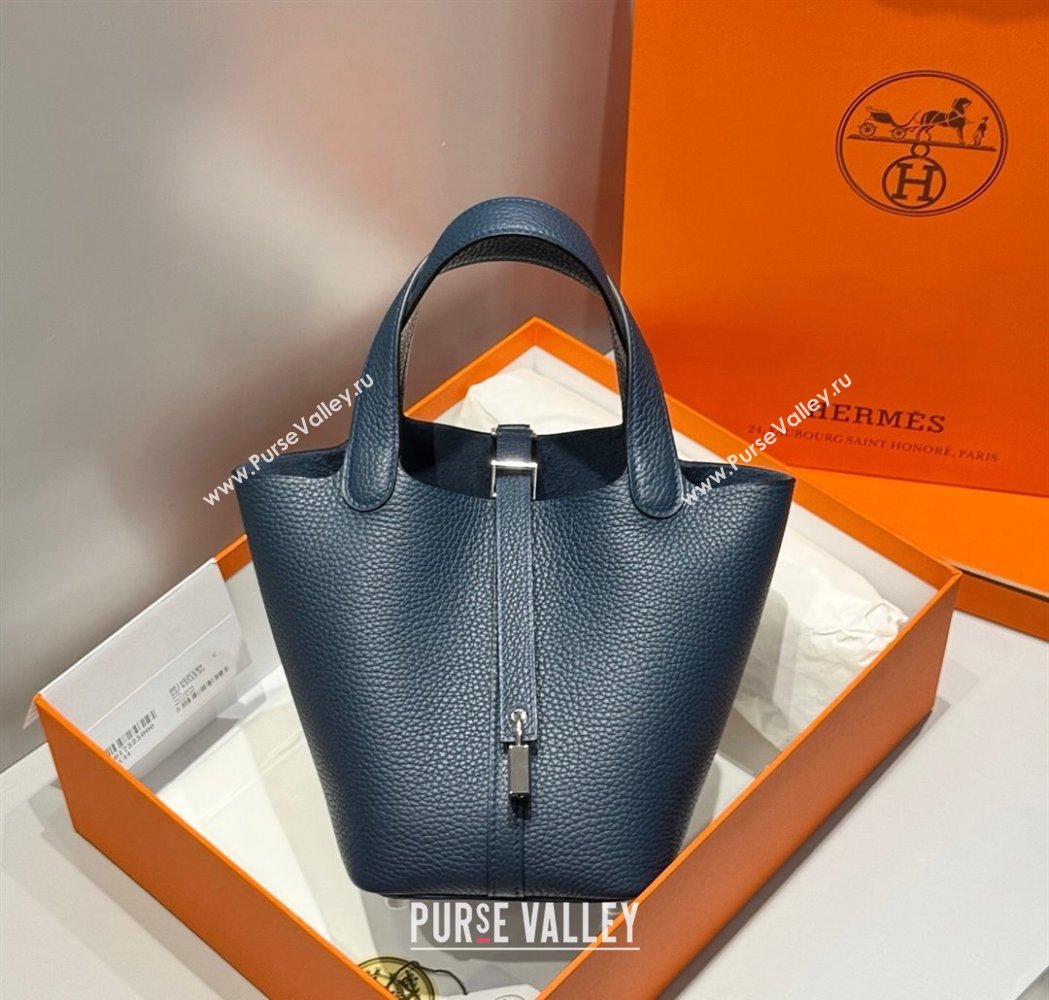 Hermes Picotin Lock Mini Bag 18cm in Togo Calfskin Leather Prussia Blue 2025 (FL-250809011)