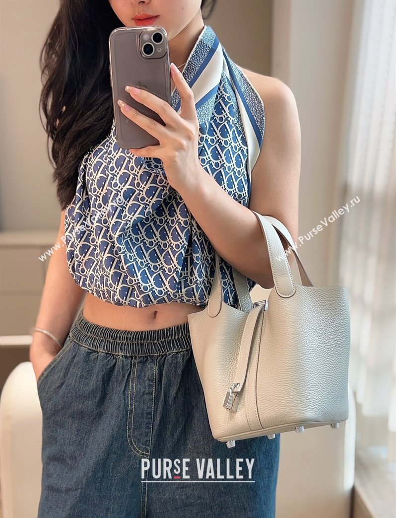 Hermes Picotin Lock Mini Bag 18cm in Togo Calfskin Leather Pearly Grey 2025 (FL-250809012)