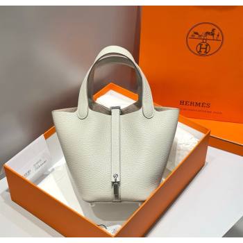 Hermes Picotin Lock Mini Bag 18cm in Togo Calfskin Leather Pearly Grey 2025 (FL-250809012)
