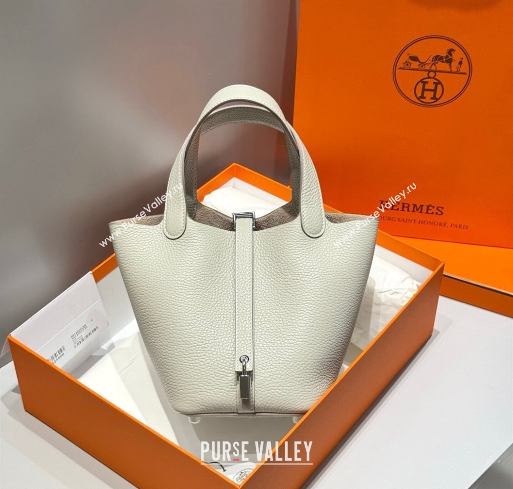 Hermes Picotin Lock Mini Bag 18cm in Togo Calfskin Leather Pearly Grey 2025 (FL-250809012)