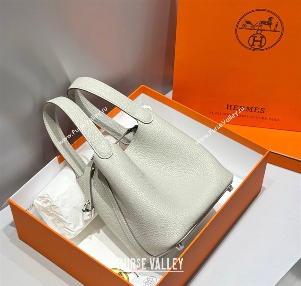 Hermes Picotin Lock Mini Bag 18cm in Togo Calfskin Leather Pearly Grey 2025 (FL-250809012)