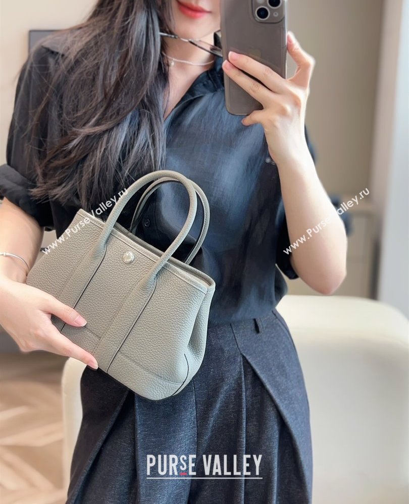 Hermes Garden Party Mini Bag 23cm in Germany Leather Cloud Grey 2025 (FL-250809043)