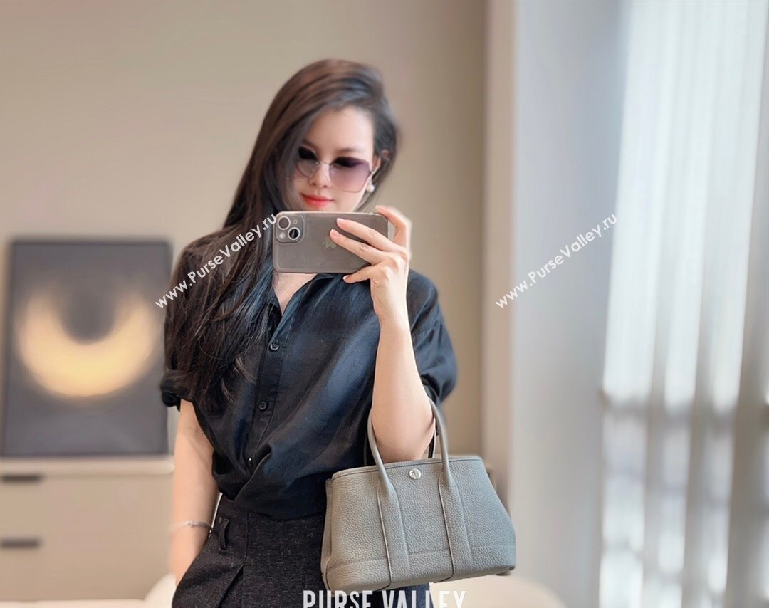 Hermes Garden Party Mini Bag 23cm in Germany Leather Cloud Grey 2025 (FL-250809043)