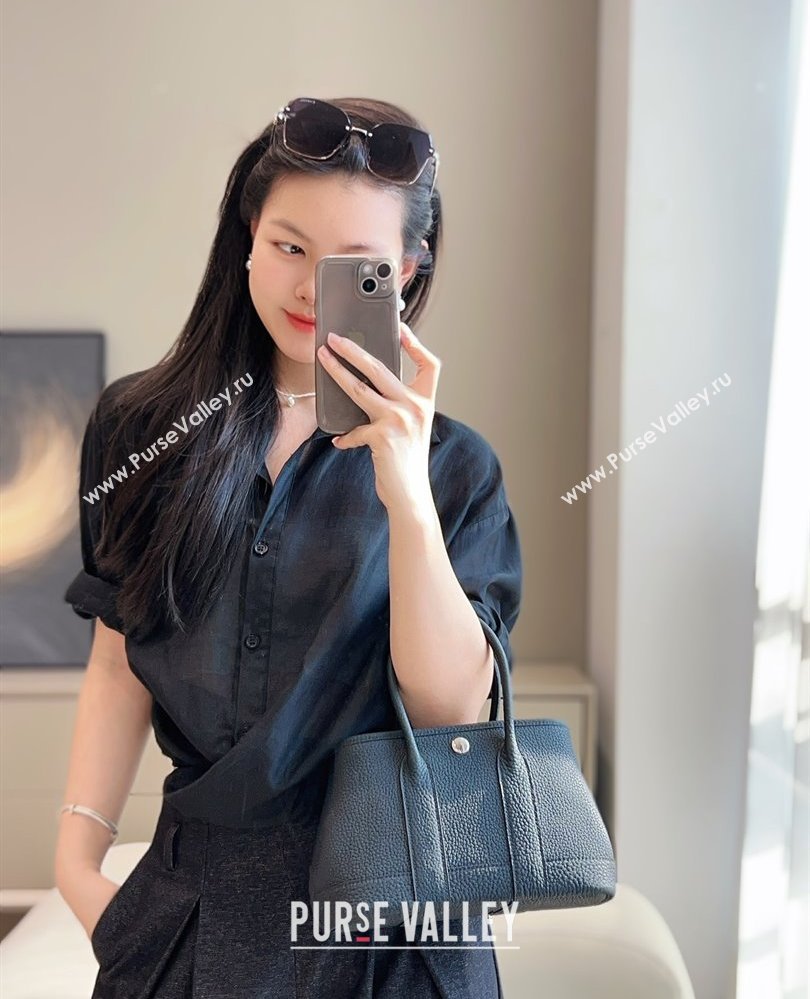 Hermes Garden Party Mini Bag 23cm in Germany Leather Black/Silver 2025 (FL-250809044)