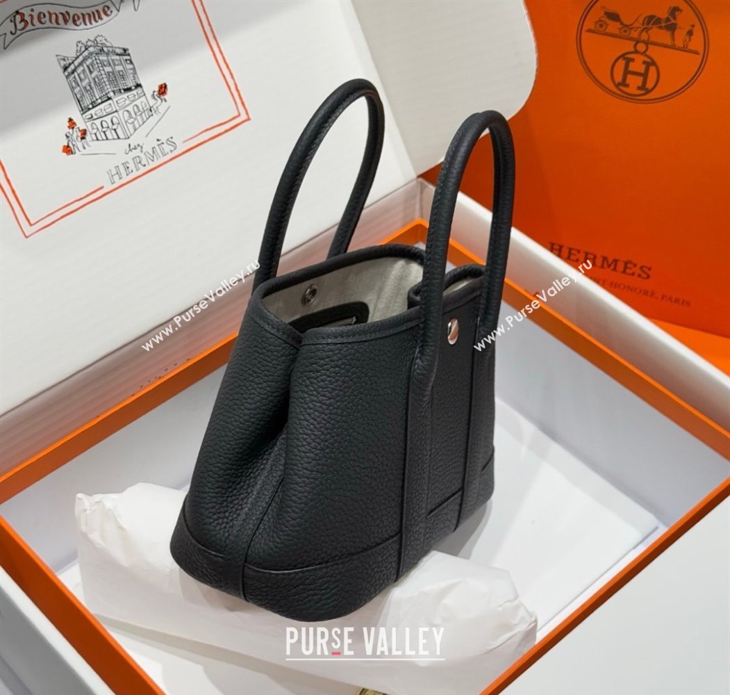 Hermes Garden Party Mini Bag 23cm in Germany Leather Black/Silver 2025 (FL-250809044)