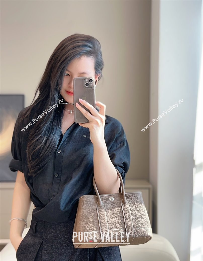 Hermes Garden Party Mini Bag 23cm in Germany Leather Elephant Grey 2025 (FL-250809046)