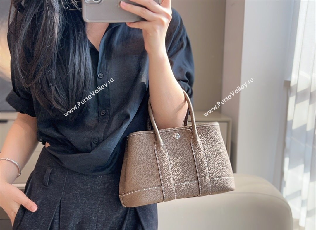 Hermes Garden Party Mini Bag 23cm in Germany Leather Elephant Grey 2025 (FL-250809046)
