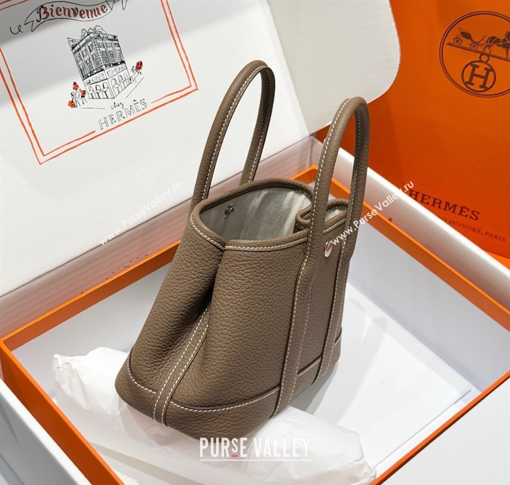 Hermes Garden Party Mini Bag 23cm in Germany Leather Elephant Grey 2025 (FL-250809046)