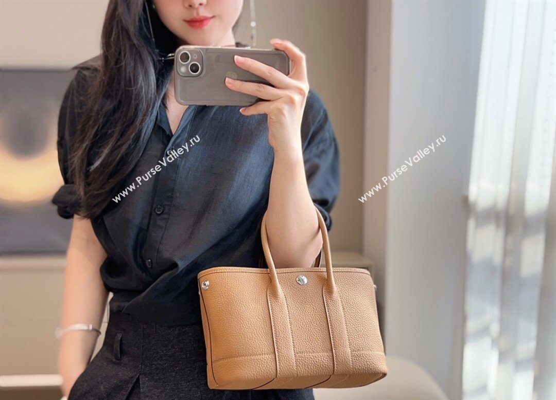 Hermes Garden Party Mini Bag 23cm in Germany Leather Biscuit Beige 2025 (FL-250809049)