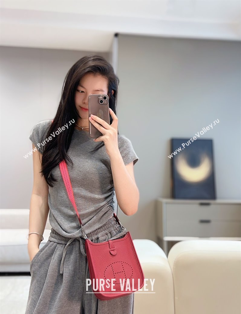 Hermes Evelyne Mini Bag 18cm in Togo Calfskin Leather Stone Red 2025 (FL-250808143)