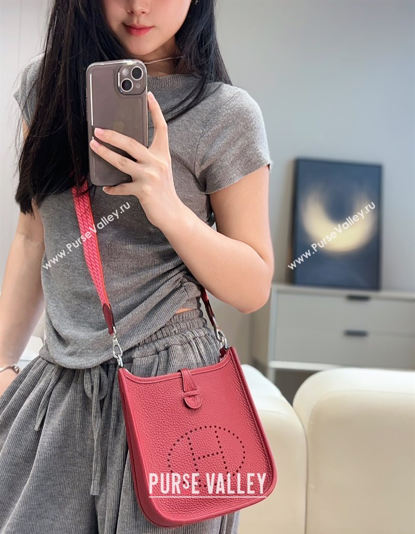 Hermes Evelyne Mini Bag 18cm in Togo Calfskin Leather Stone Red 2025 (FL-250808143)