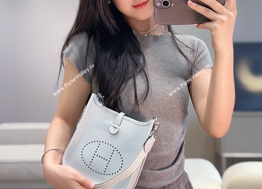 Hermes Evelyne Mini Bag 18cm in Togo Calfskin Leather Fog Blue 2025 (FL-250808145)