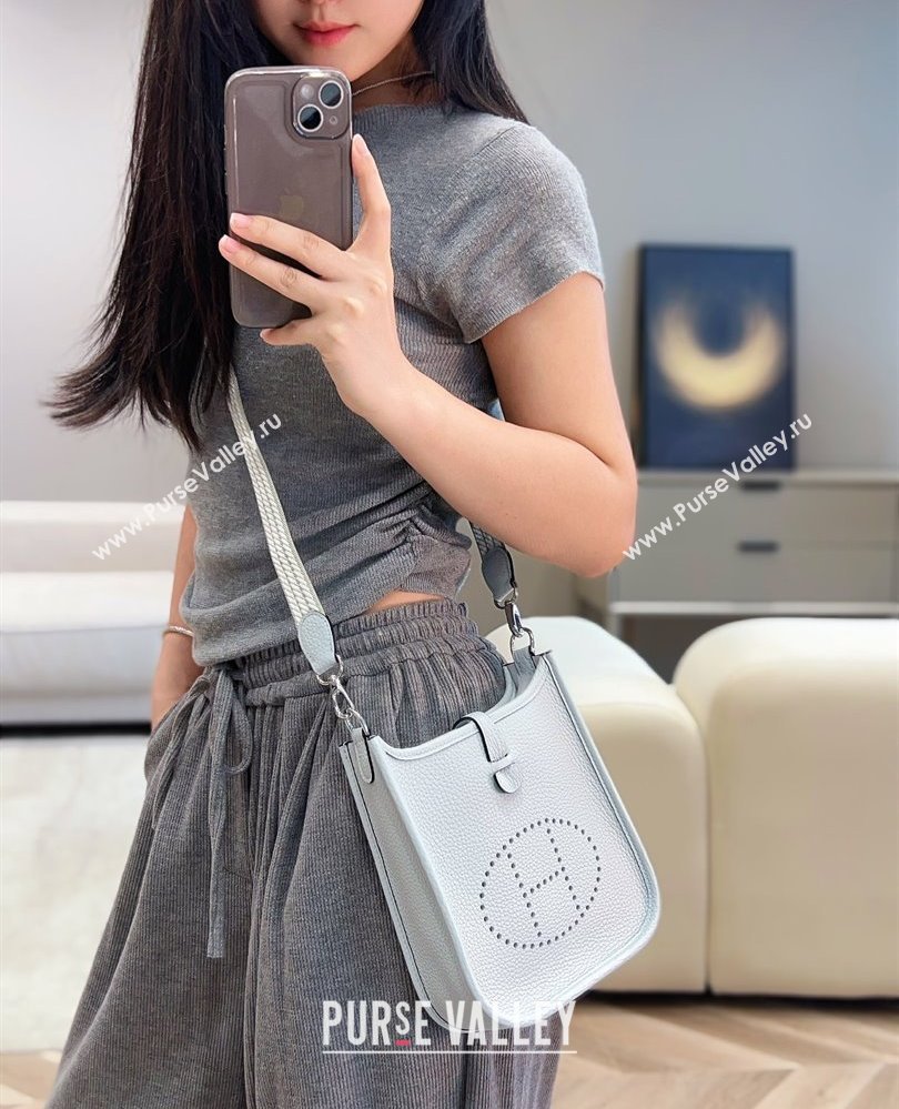 Hermes Evelyne Mini Bag 18cm in Togo Calfskin Leather Fog Blue 2025 (FL-250808145)