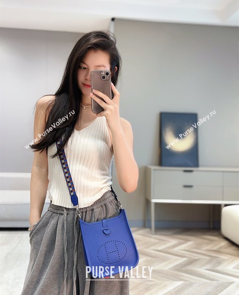 Hermes Evelyne Mini Bag 18cm in Togo Calfskin Leather Electric Blue 2025 (FL-250808146)