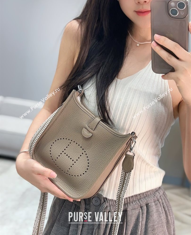 Hermes Evelyne Mini Bag 18cm in Togo Calfskin Leather Pitch Grey 2025 (FL-250808147)