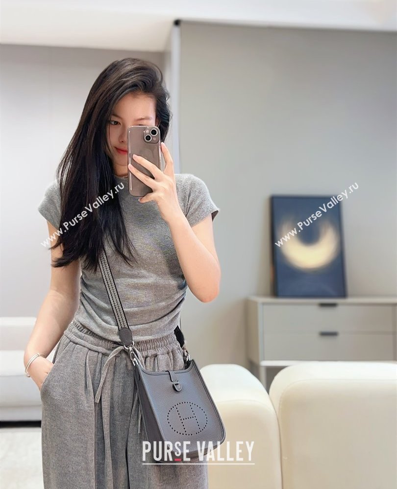 Hermes Evelyne Mini Bag 18cm in Togo Calfskin Leather Graphite Grey 2025 (FL-250808148)