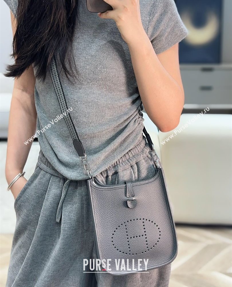 Hermes Evelyne Mini Bag 18cm in Togo Calfskin Leather Graphite Grey 2025 (FL-250808148)