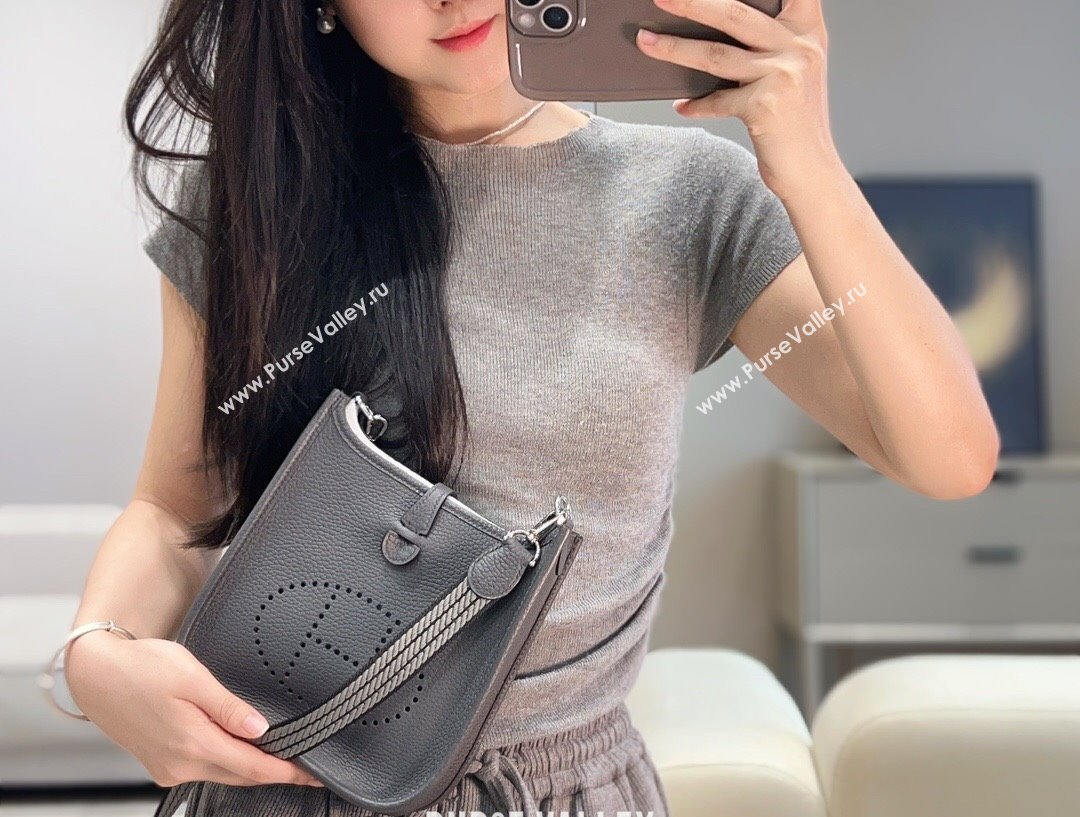 Hermes Evelyne Mini Bag 18cm in Togo Calfskin Leather Graphite Grey 2025 (FL-250808148)