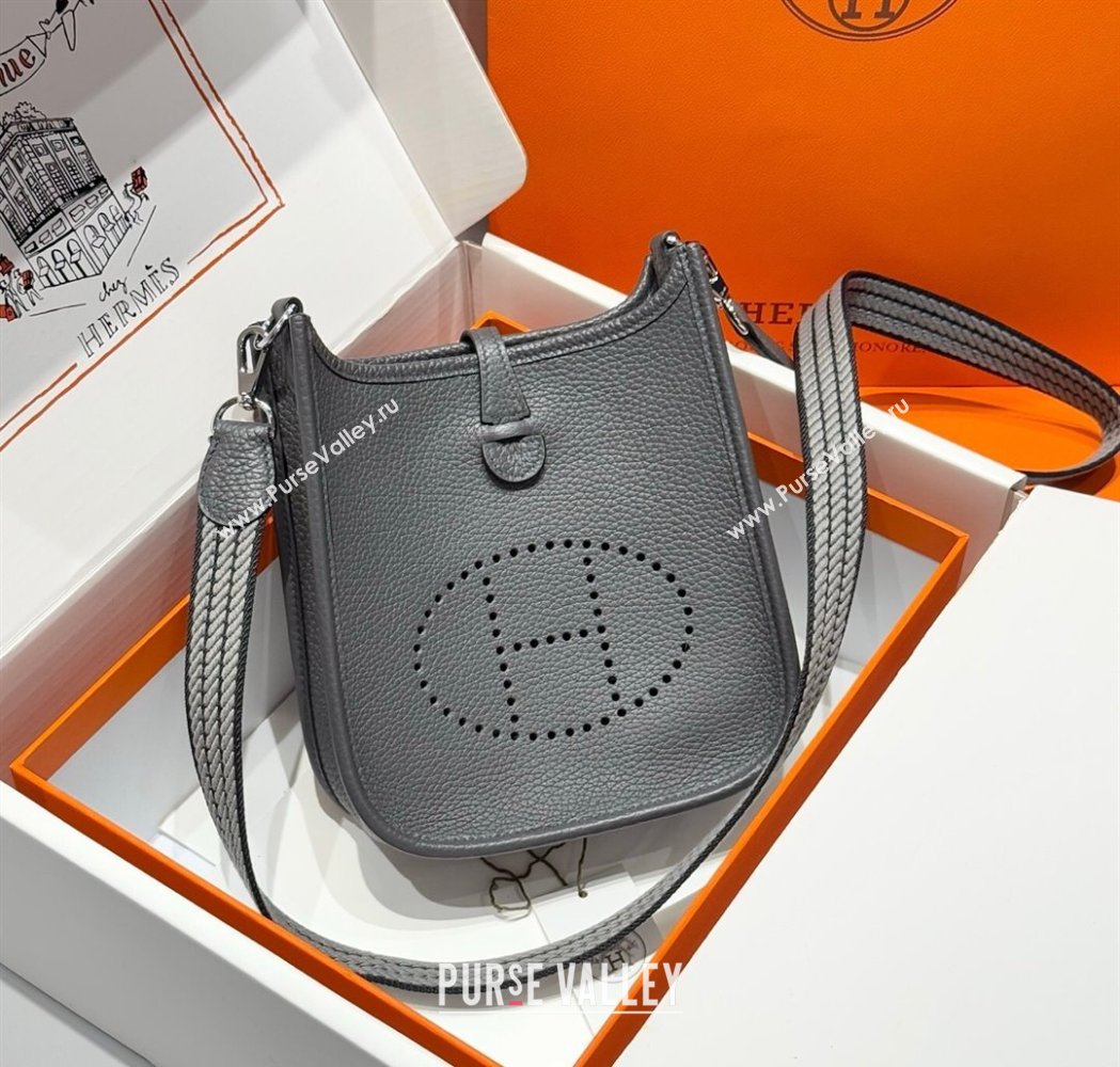 Hermes Evelyne Mini Bag 18cm in Togo Calfskin Leather Graphite Grey 2025 (FL-250808148)