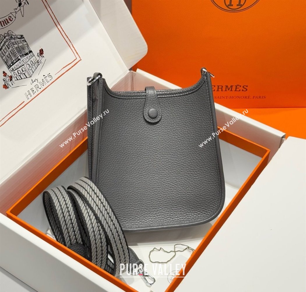 Hermes Evelyne Mini Bag 18cm in Togo Calfskin Leather Graphite Grey 2025 (FL-250808148)