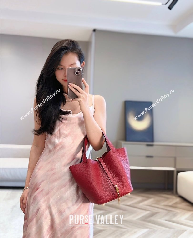Hermes Picotin Lock Bag 22cm in Togo Calfskin Leather Stone Red 2025 (FL-250808153)