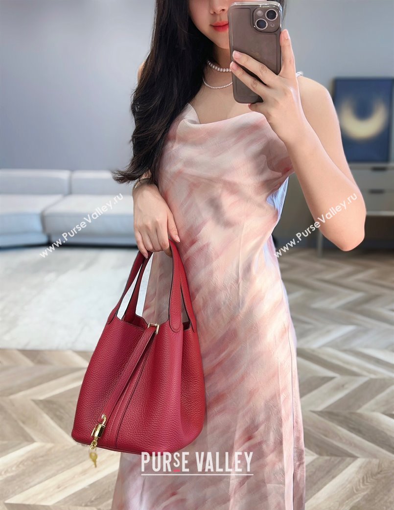 Hermes Picotin Lock Bag 22cm in Togo Calfskin Leather Stone Red 2025 (FL-250808153)