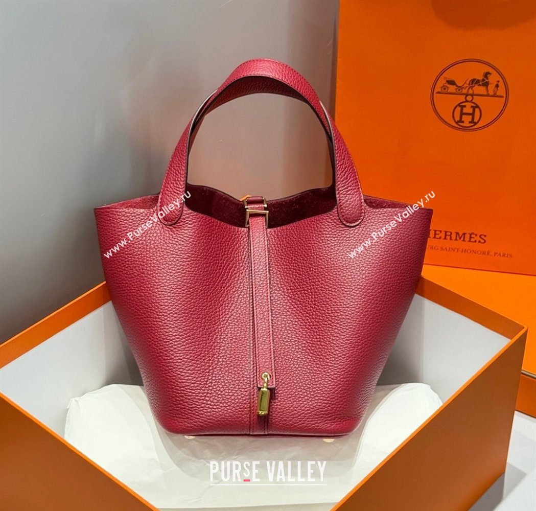 Hermes Picotin Lock Bag 22cm in Togo Calfskin Leather Stone Red 2025 (FL-250808153)