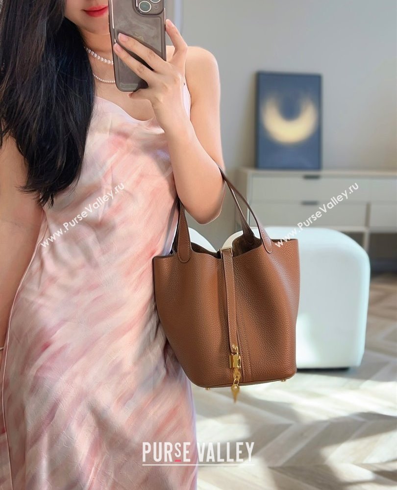 Hermes Picotin Lock Bag 22cm in Togo Calfskin Leather Chestnut Brown 2025 (FL-250808154)