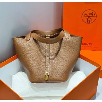 Hermes Picotin Lock Bag 22cm in Togo Calfskin Leather Chestnut Brown 2025 (FL-250808154)