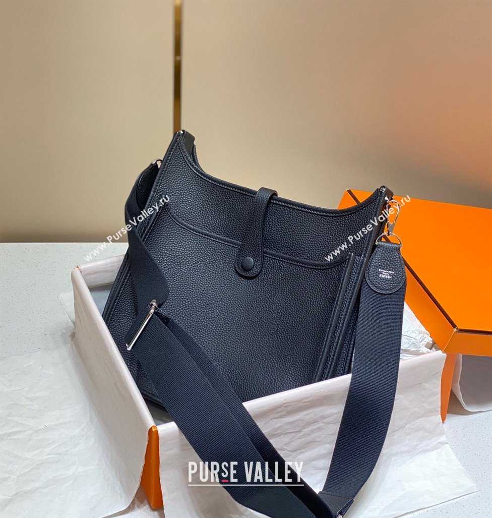 Hermes Evelyne Bag 29cm in Togo Calfskin Leather Black/Silver 2025 (FL-250808124)