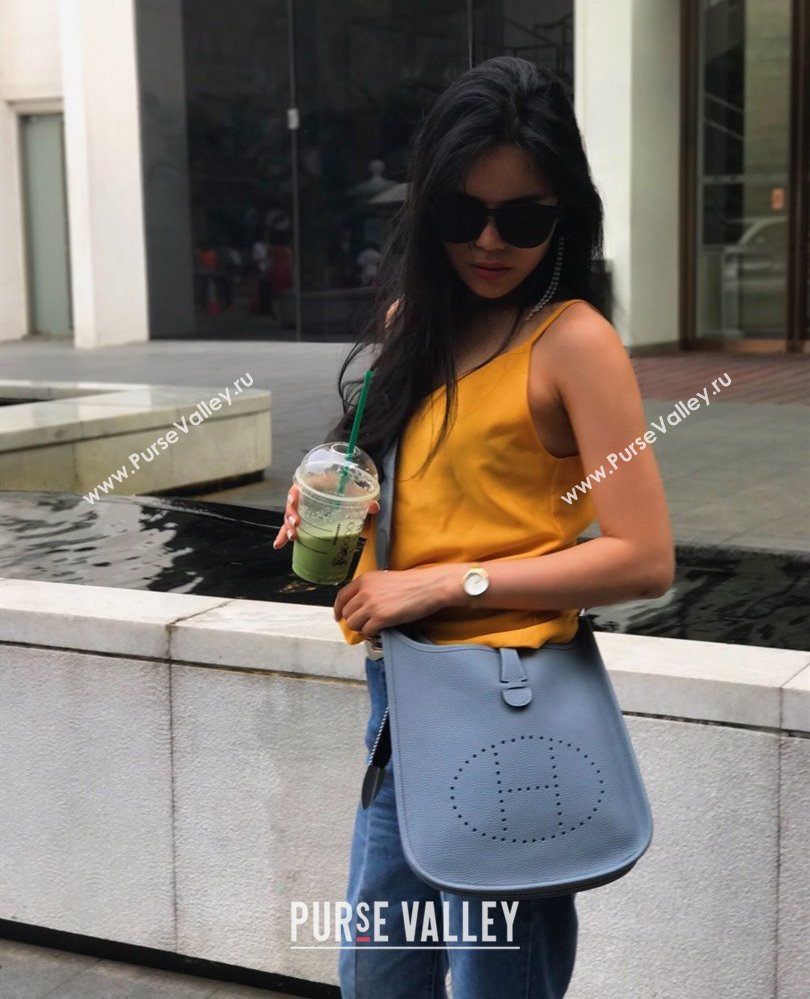 Hermes Evelyne Bag 29cm in Togo Calfskin Leather Linen Blue 2025 (FL-250808139)