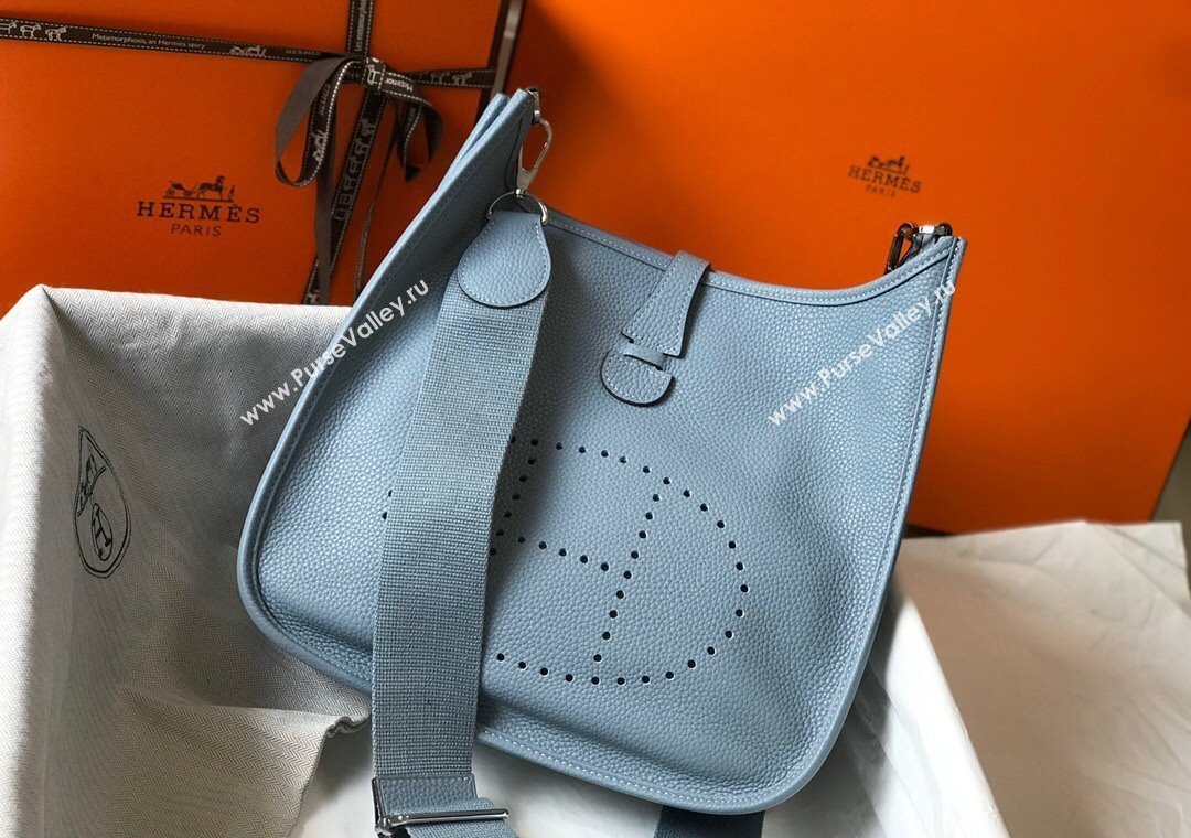 Hermes Evelyne Bag 29cm in Togo Calfskin Leather Linen Blue 2025 (FL-250808139)